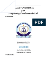 Project Proposal For Programing Fundamentals Lab: Functional ATM