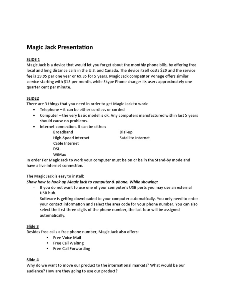 Magic Jack: Affordable VoIP Solution | PDF | Internet Access | Internet