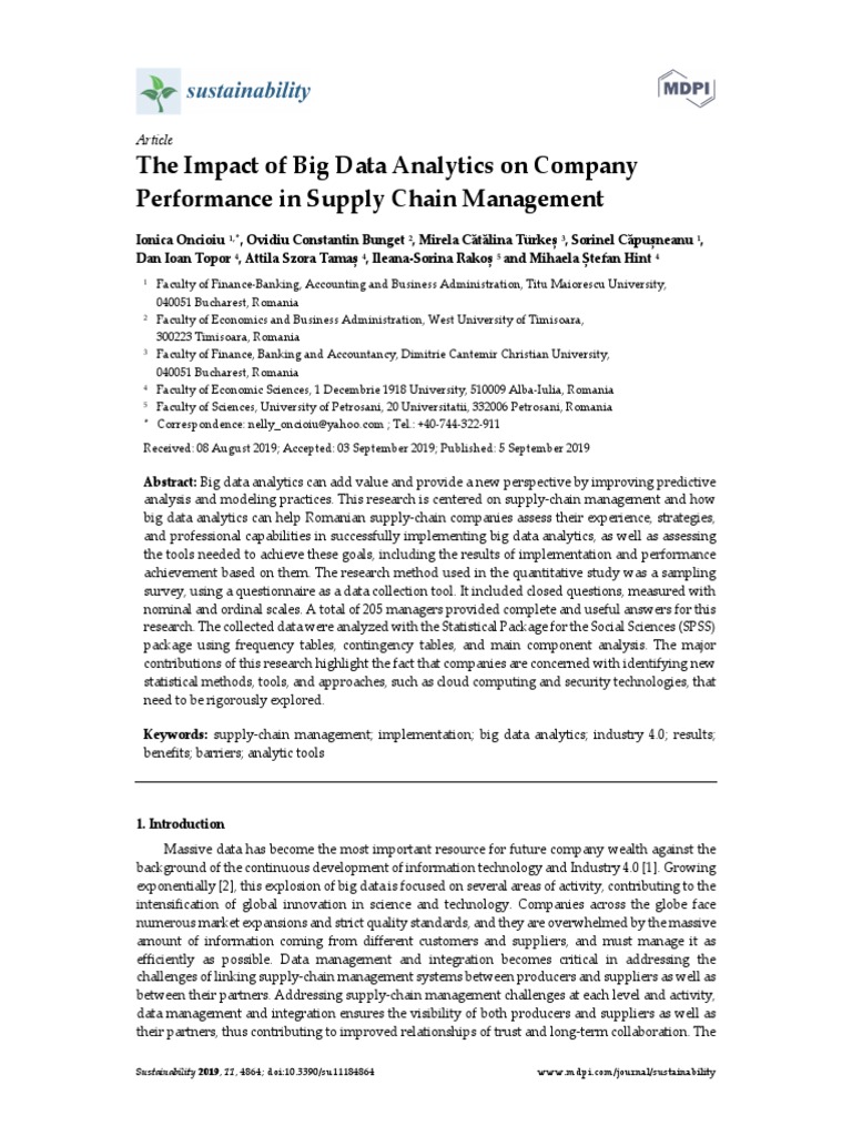 The Impact of Big Data Analytics On Company Perfor | PDF | Supply Chain ...