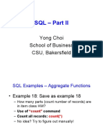 SQL - Part Ii: Yong Choi School of Business CSU, Bakersfield