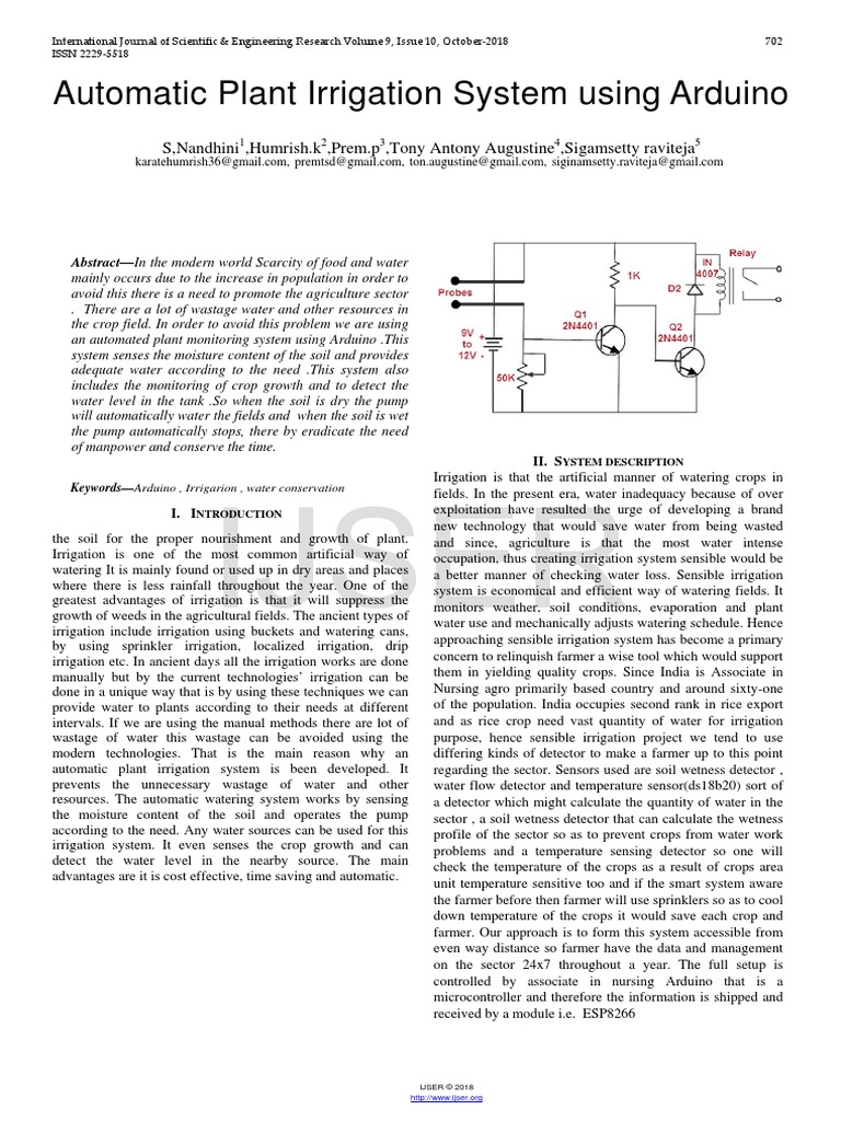 Automatic Plant Irrigation System Using Arduino | PDF | Irrigation ...