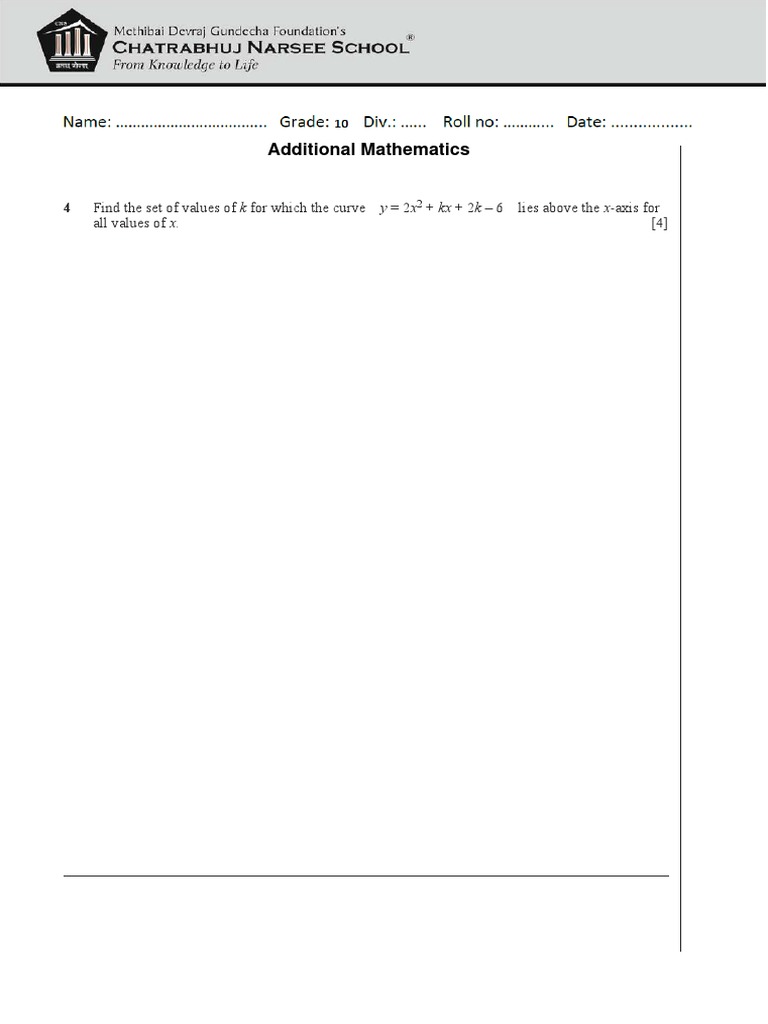 Additional Mathematics | PDF