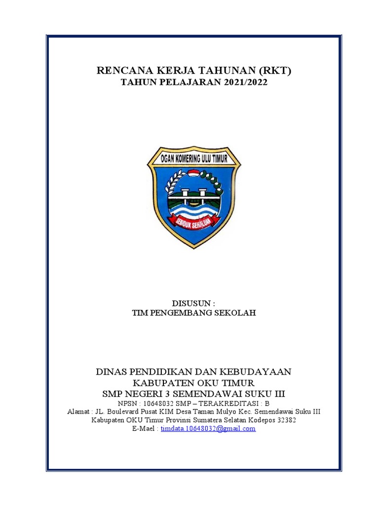 Rencana Kerja Tahunan SMPN 3 2021/2022 | PDF