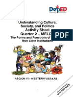Activity Sheet Quarter 2 - Melc 7: Understanding Culture, Society, and Politics