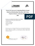 Factors For Success in Conducting Effective Sexual Health and Relationships Education With Young People in Schools: A Literature Review 2003