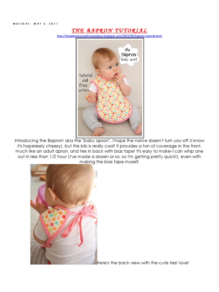 Bapron Tutorial: Make a Baby Apron | PDF | Sewing | Clothing