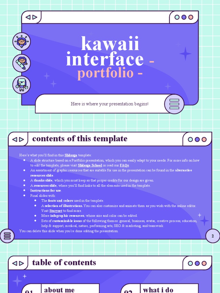 Kawaii Interface Portfolio by Slidesgo PDF Sun