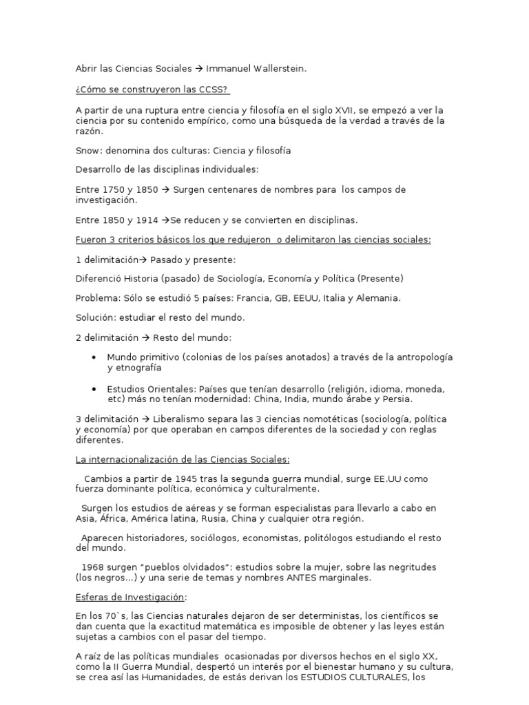 Abrir Las Ciencias Sociales Sociedad Ciencias Sociales