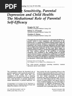 The Mediational Role: Parenting Sensitivity, Parenta Depression and Child Health: Parental Self-Efficacy