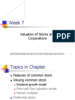 Week 7: Valuation of Stocks and Corporations