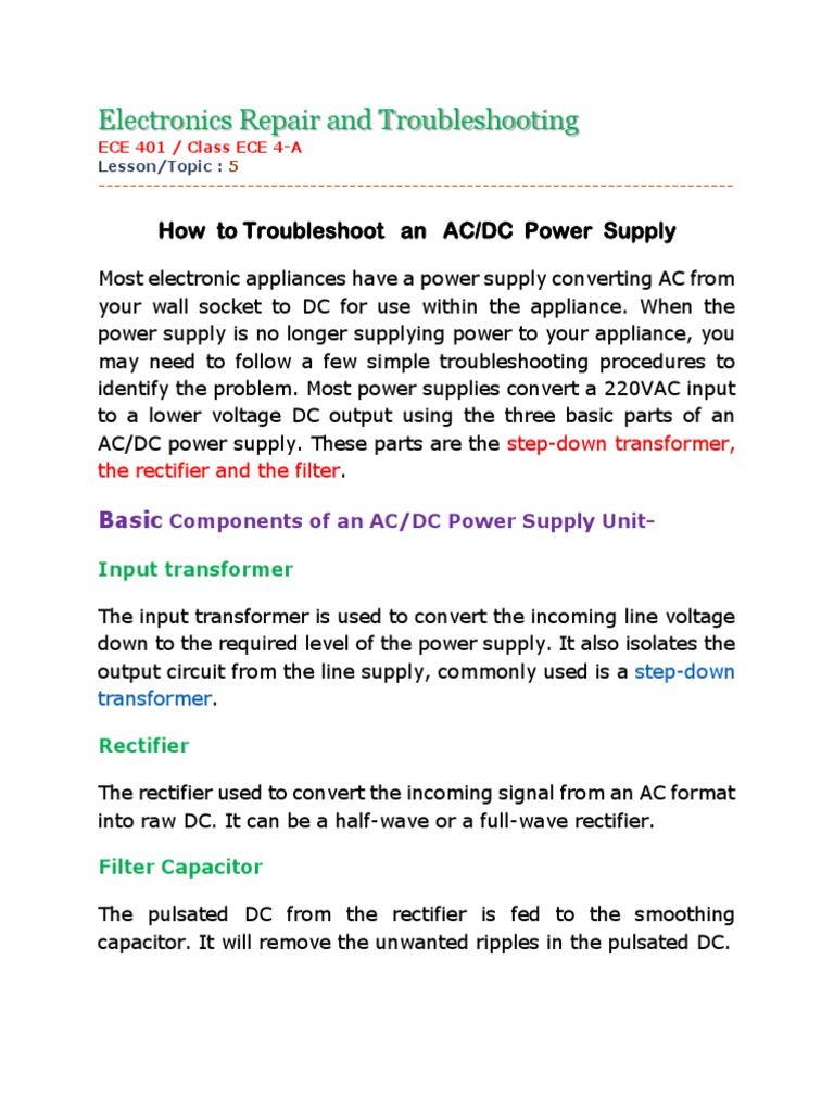 Electronics Repair and Troubleshooting How To Troubleshoot An AC/DC