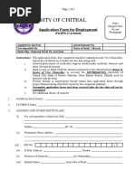 University of Chitral: Application Form For Employment