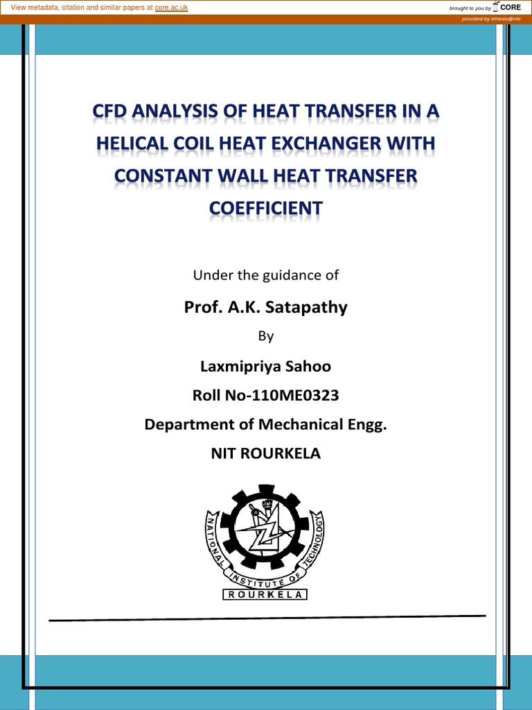 CFD Analysis of Helical Coil Heat Exchanger | PDF | Heat Exchanger ...