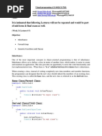 It Is Intimated That Following Lectures Will Not Be Repeated and Would Be Part of Mid-Term & Final Exam As Well