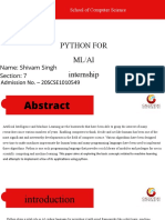 School of Computer Science: Python For ML/Al Internship