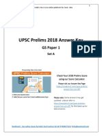 UPSC Prelims 2018 Answer Key: GS Paper 1