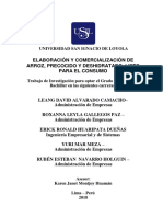 Elaboración y Comercialización de Arroz Precocido y Deshidratado Listo para El Consumo