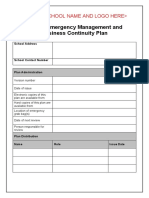 School Emergency Management and Business Continuity Plan Template