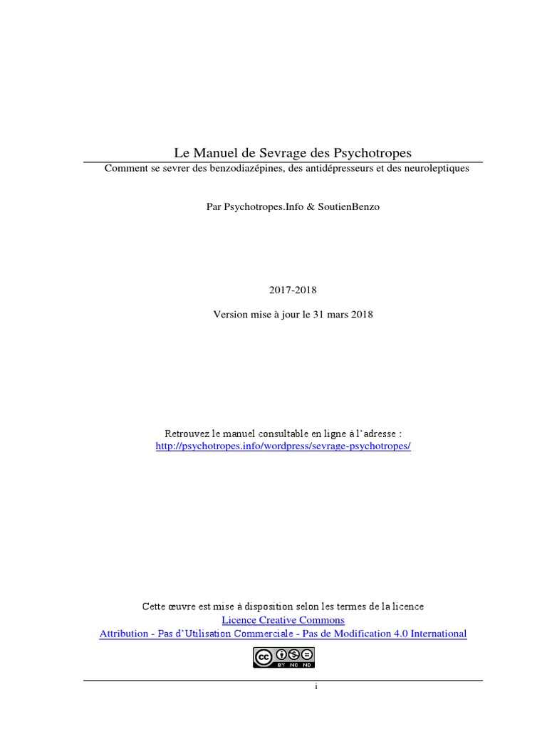 Manuel de Sevrage Des Psychotropes | PDF | Soins de santé ...