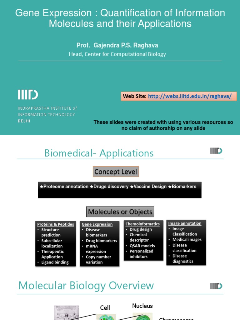 Gene Expression Quantification of Information Molecules and Their