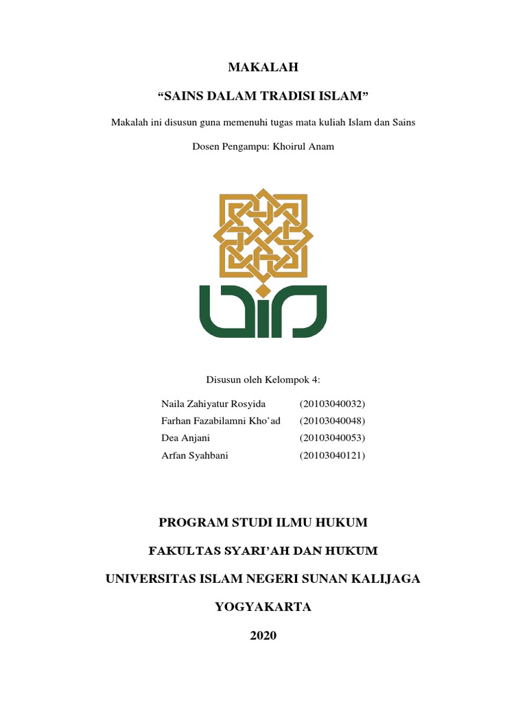 Sains dalam Tradisi Islam: Konsep dan Kontribusi | PDF | Ilmu Sosial ...