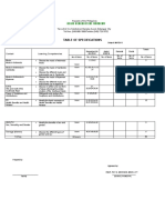 Table of Specifications: Regis Benedictine Academy