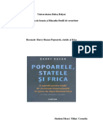 Recenzie Barry Buzan Popoarelestatele I Frica