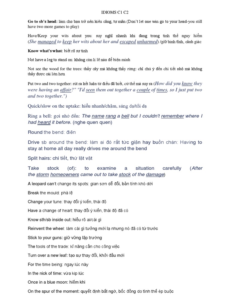 Idioms C1 C2 1 | PDF