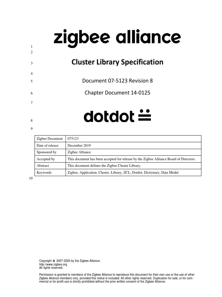 07 5123 08 Zigbee Cluster Library 1 PDF ClientServer Model
