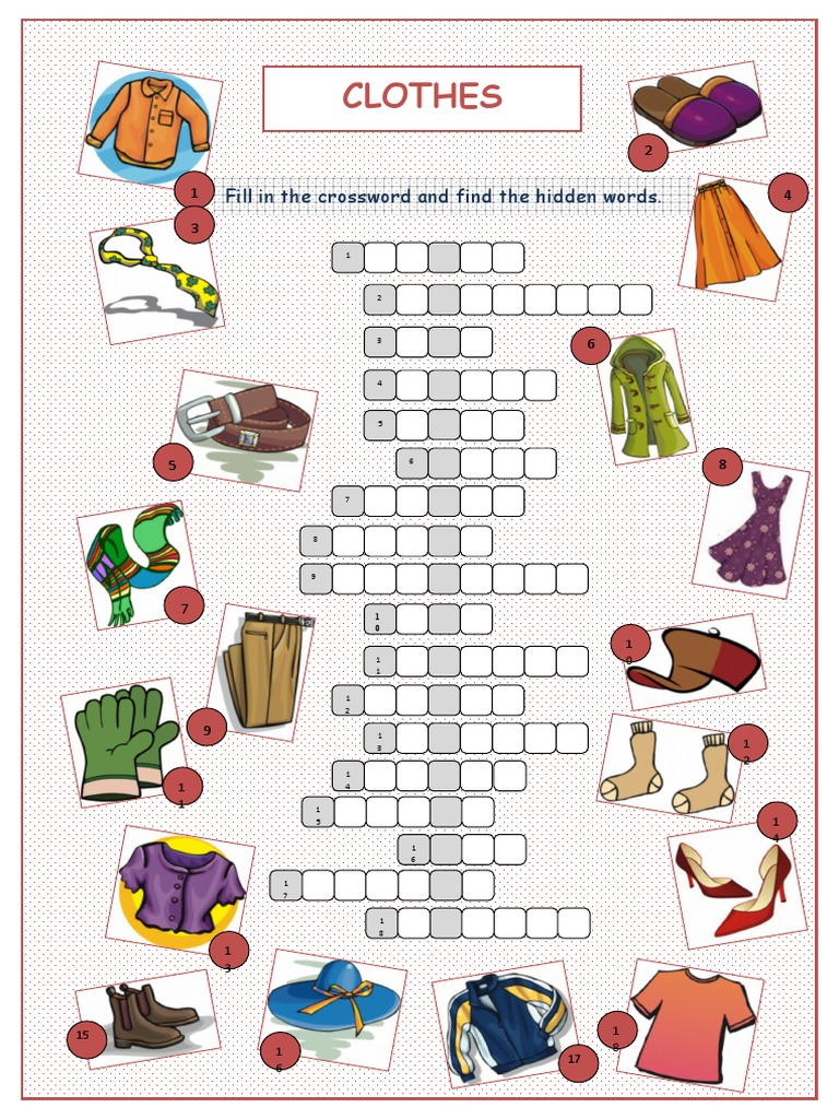 Clothes Crossword Puzzle Crosswords Fun Activities Games Icebreakers
