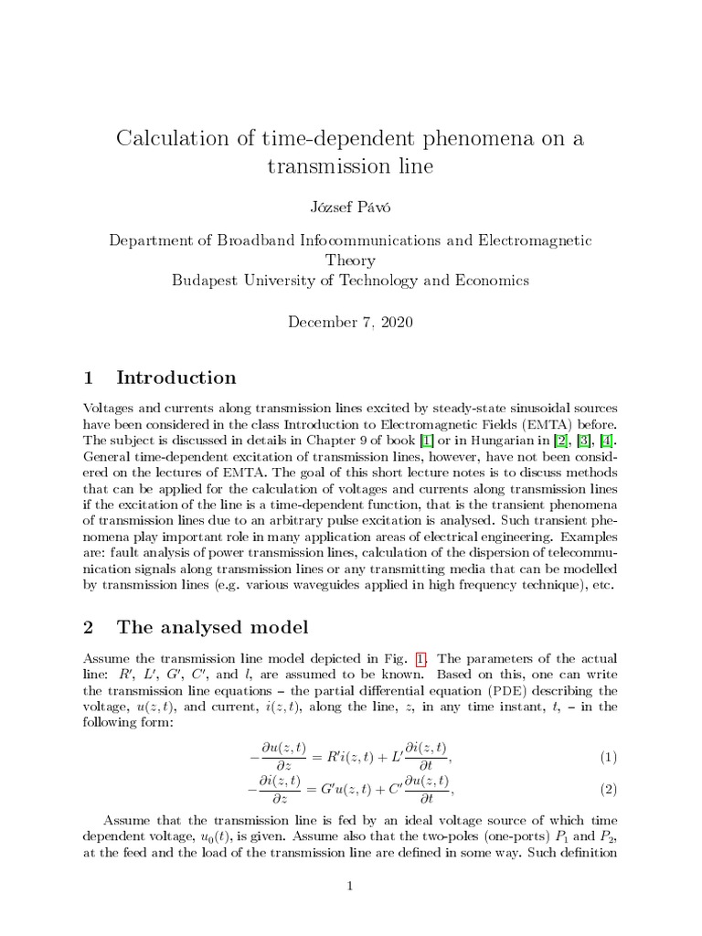 Transient Analysis of Transmission Lines | PDF | Transmission Line ...