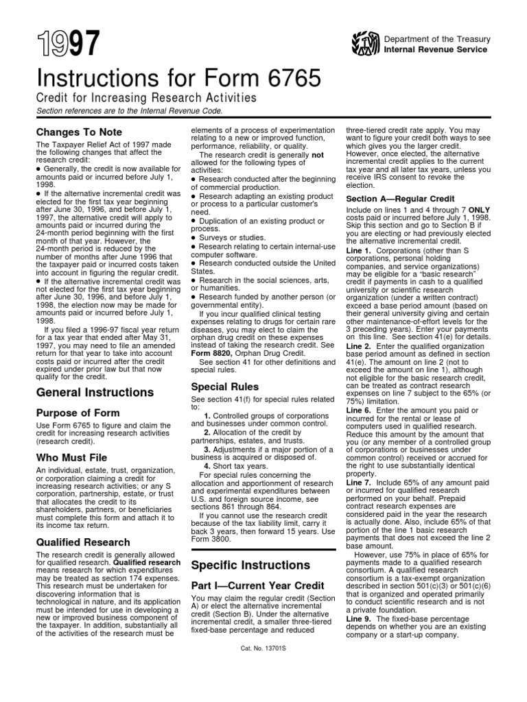 US Internal Revenue Service: I6765 - 1997 | PDF | S Corporation | Expense