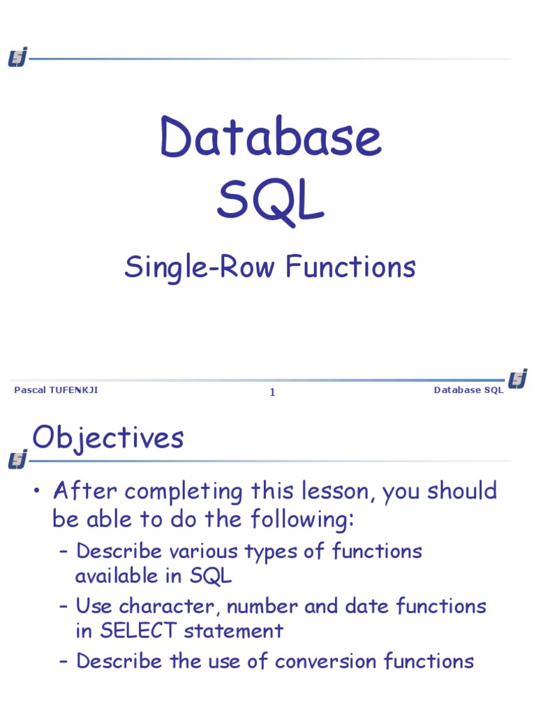 04 - Single-Row Functions | PDF | Sql | Databases