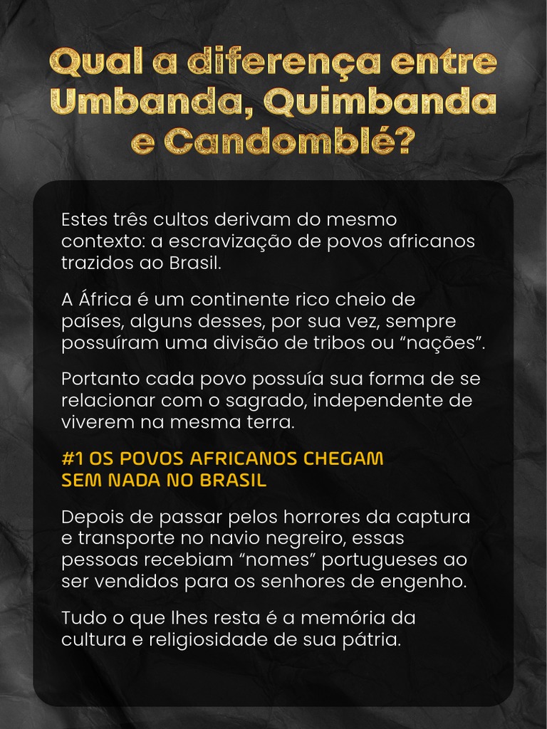 Diferenças entre Candomblé, Umbanda e Quimbanda | PDF | Fés religiosas ...