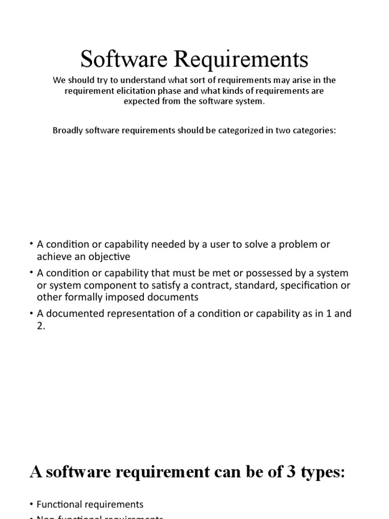 Understanding Software Requirements Types | PDF | System | Computing