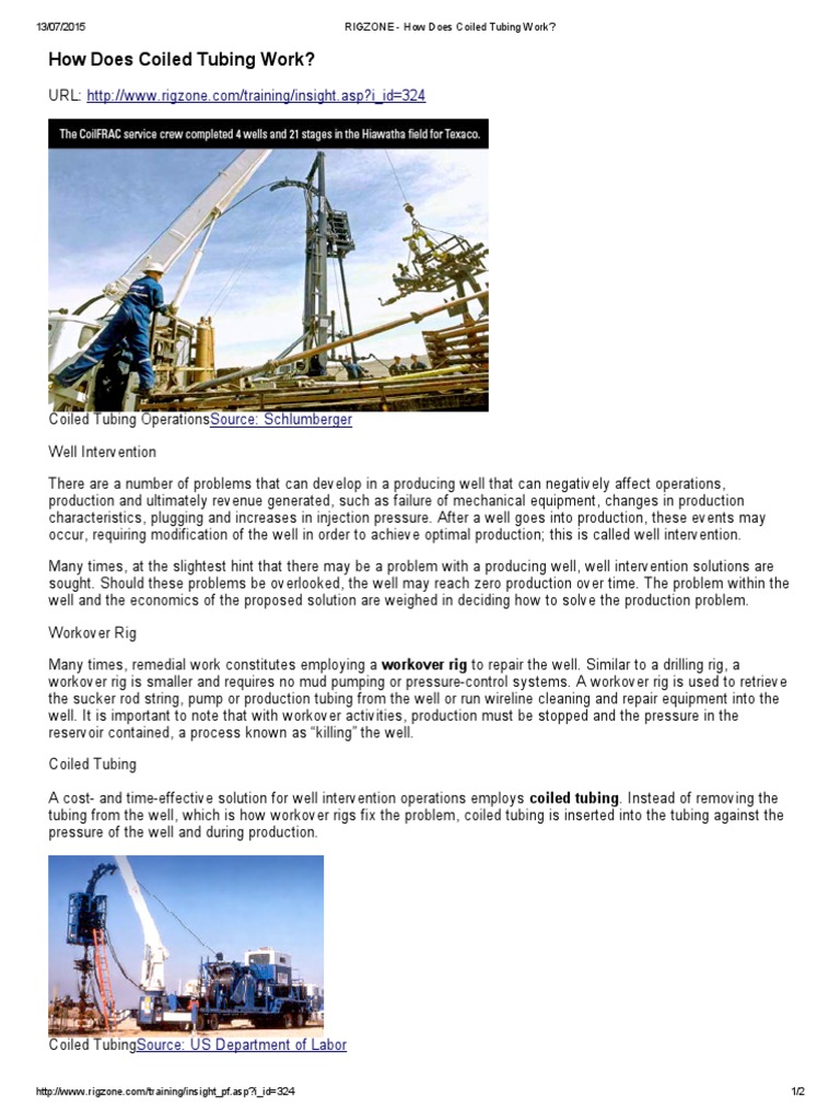 Coiled Tubing: Well Intervention Explained | PDF | Drilling Rig ...