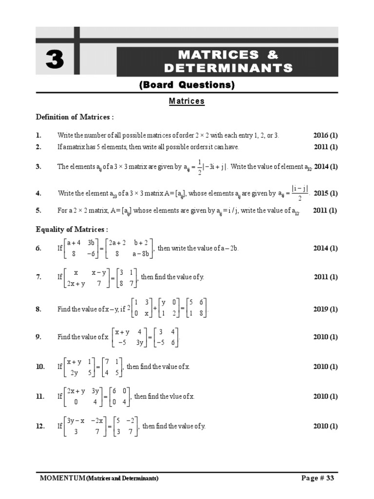 Matrices And Determinants Formulas For Circles