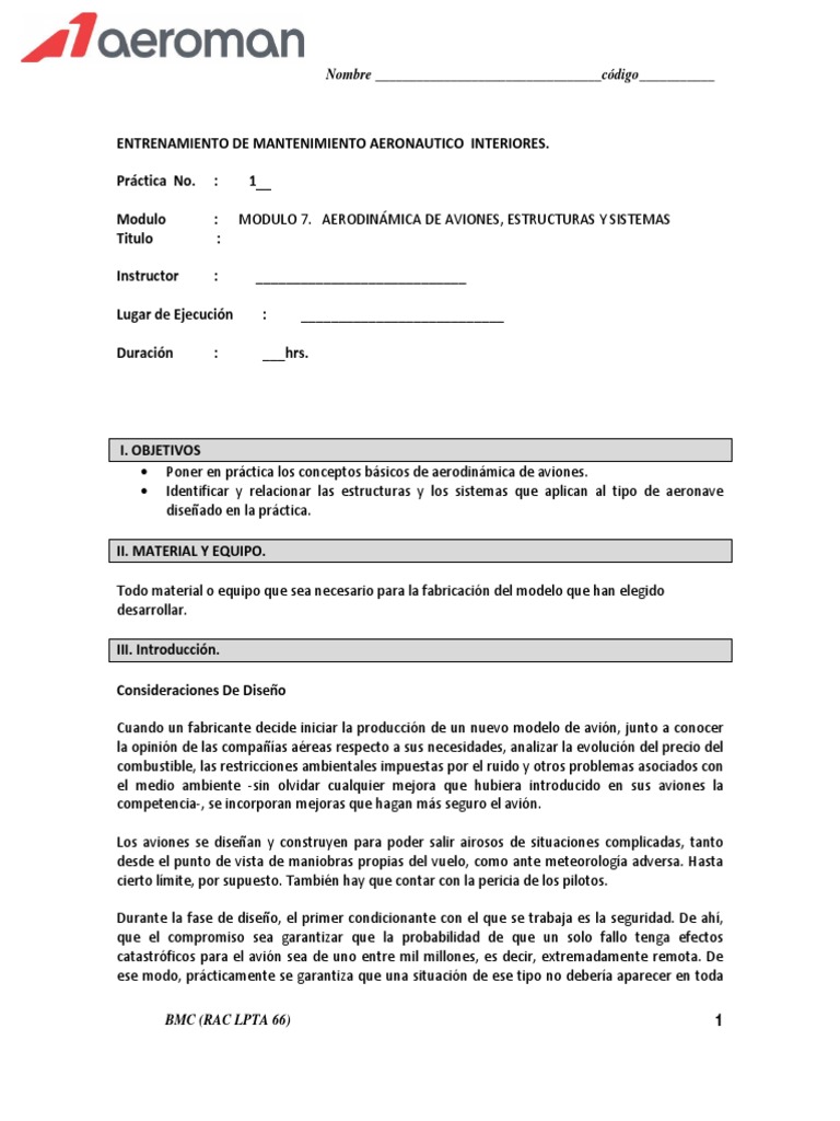 Ejercicio Modulo 7 Aerodinamica de Aviones, Estructuras y Sistemas ...