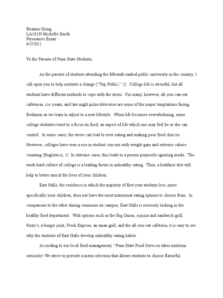 Persuasive Essay Healthy Diet Eating