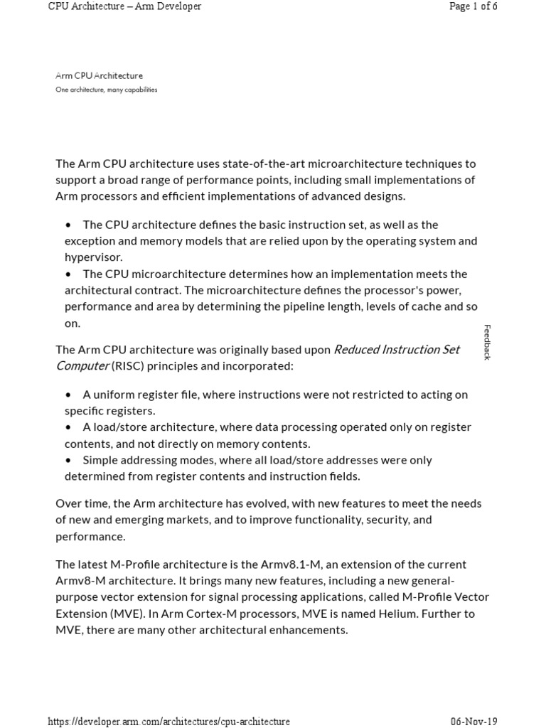 Reduced Instruction Set Computer Arm CPU Architecture PDF Arm