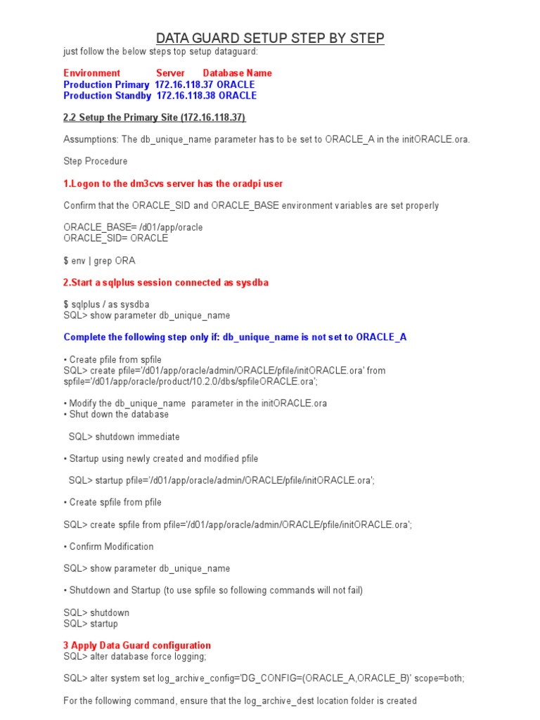 Oracle 19c Data Guard Setup Guide | PDF | Backup | Transmission Control ...