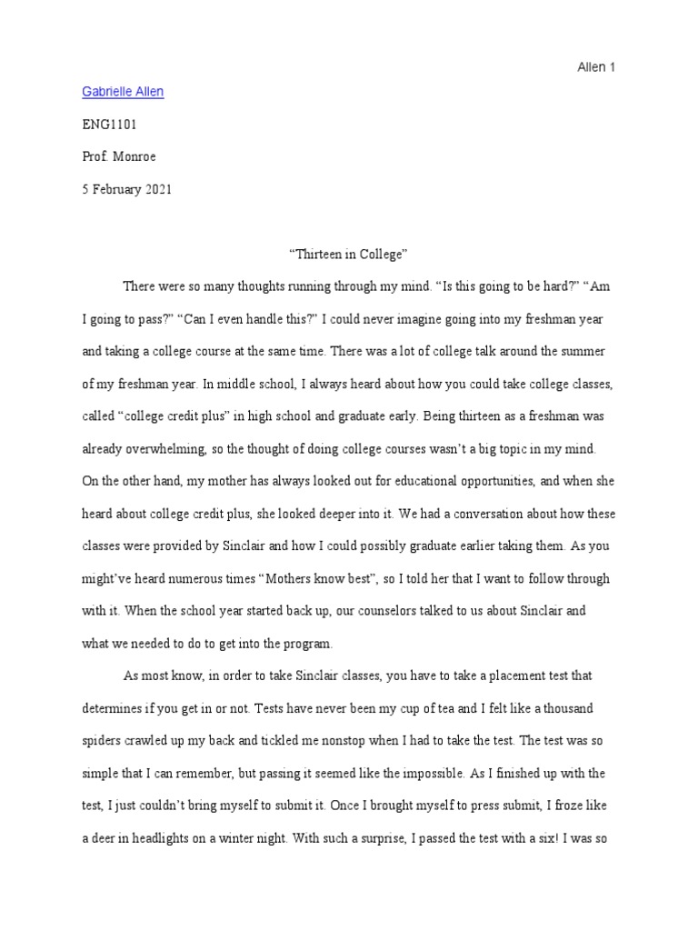 my college education narrative essay