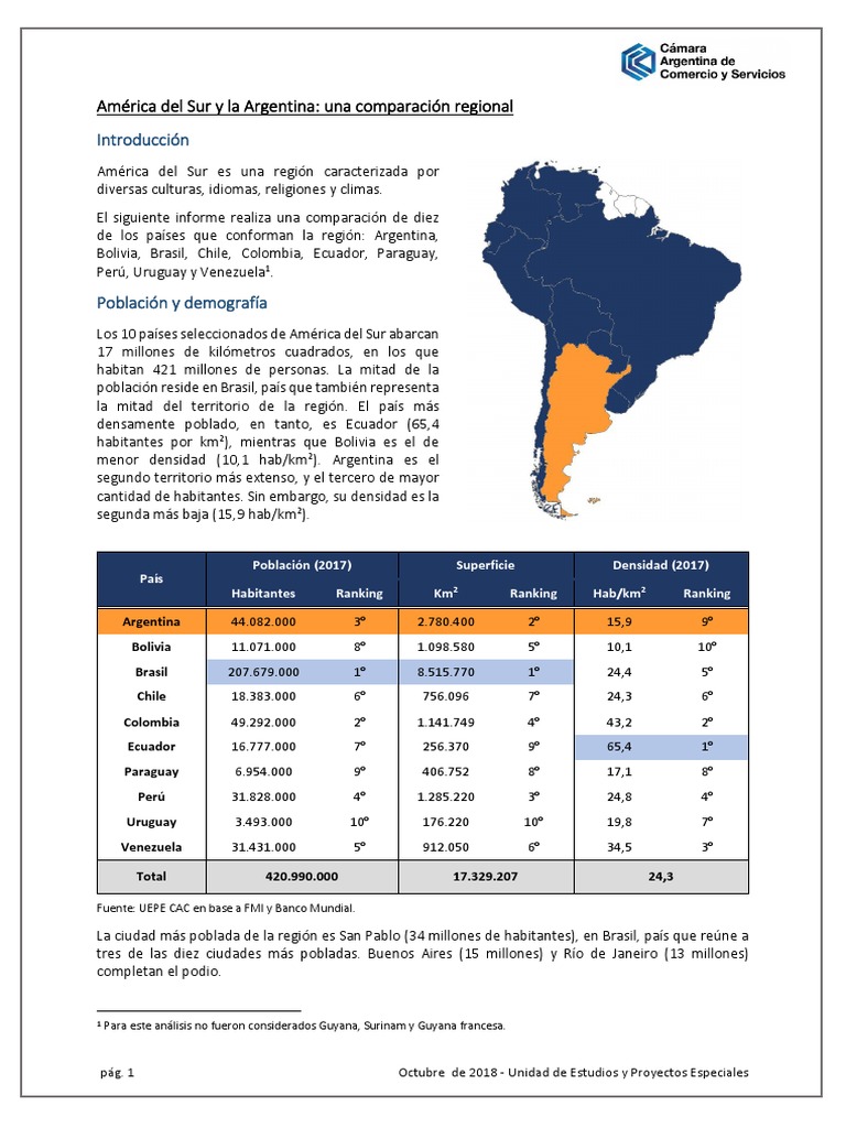 3 - América Del Sur y La Argentina Una Comparación Regional | PDF ...