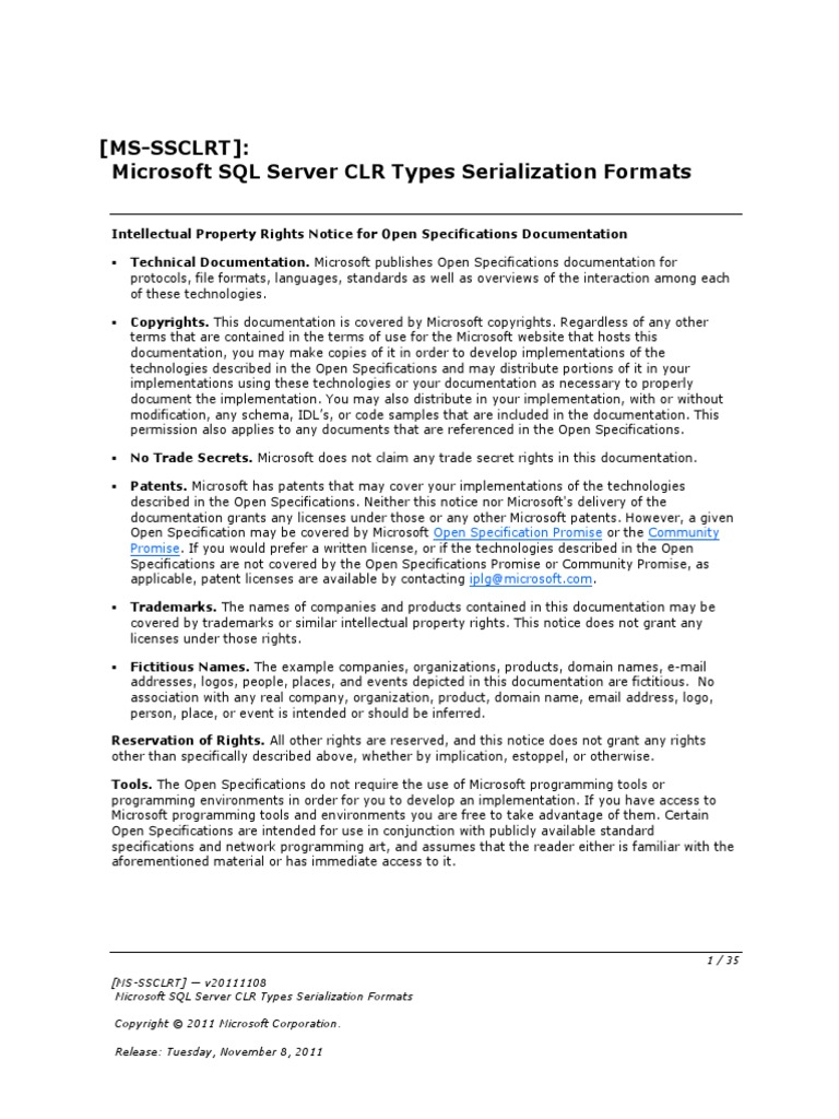 (MS-SSCLRT) : Microsoft SQL Server CLR Types Serialization Formats ...