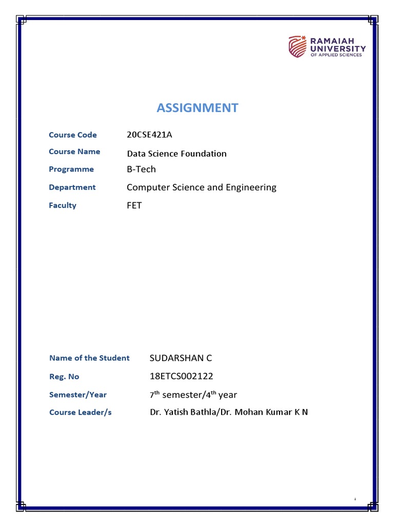 18ETCS002122 Assignment (Data Science) | PDF | Scope (Computer Science ...