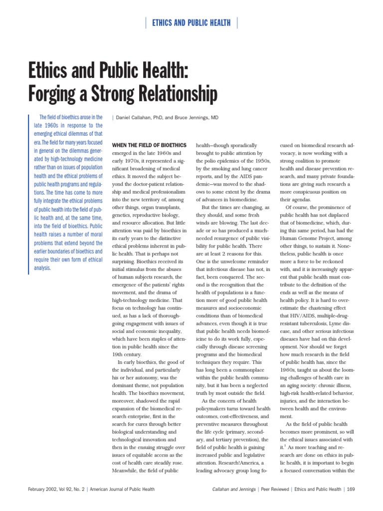Ethics and Public Health | PDF | Bioethics | Public Health