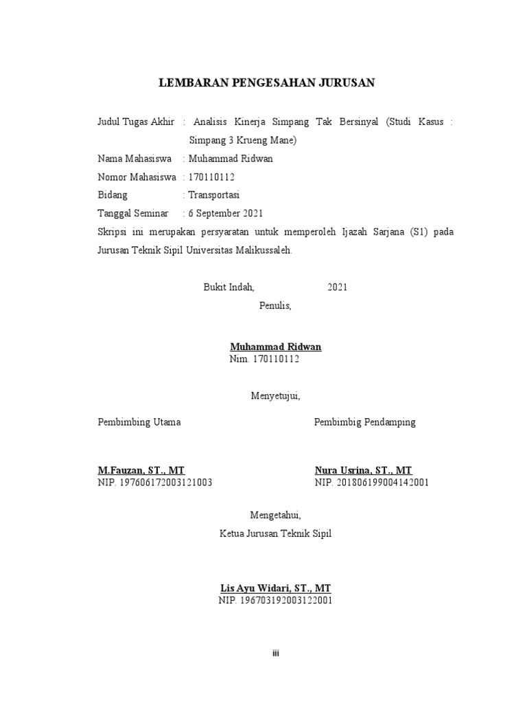 Pengesahan Skripsi Muhammad Ridwan | PDF