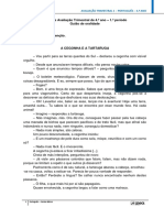 Ficha de Avaliação Trimestral de Português - oralidade (1º período) - 4º ano (EUREKA)