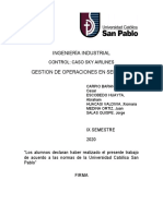 Caso Sky Airlines sobre gestión de operaciones en servicios de transporte