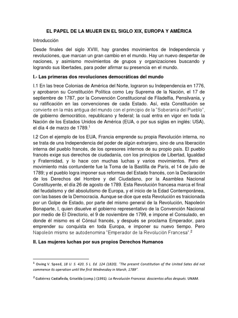 Mujeres y sus derechos en el siglo XIX | PDF | Mujer | Los Estados Unidos